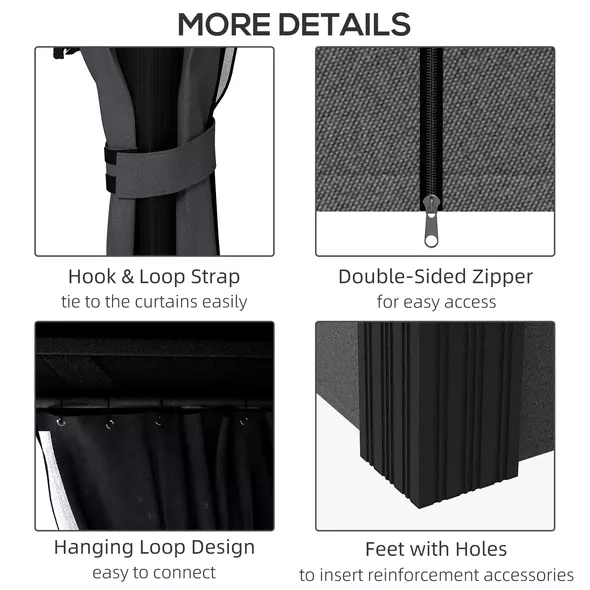 Outsunny 3.65 x 3m Aluminium Hardtop Gazebo, with Accessories - Dark Grey - 7