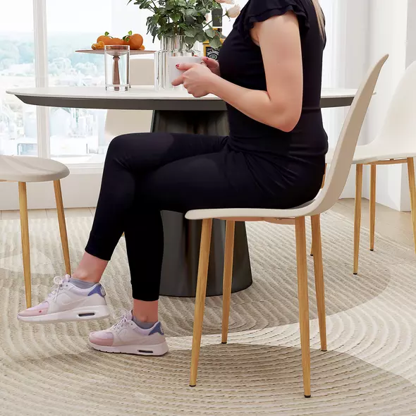 HOMCOM Modern Dining Chairs Set of 4, Kitchen Chairs with Backrest and Steel Legs for Dining Room, Living Room, Khaki - 9