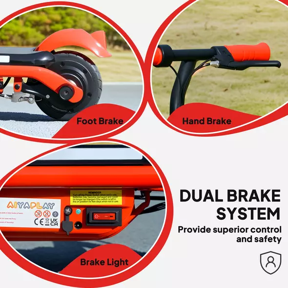 AIYAPLAY Electric Scooter for Kids Aged 6-14 Years, with Colourful Lights, Red - 5