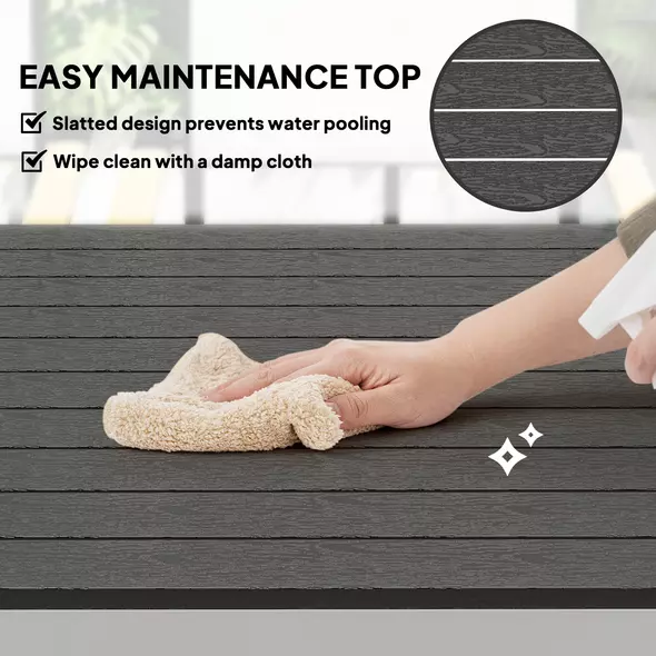 Outsunny Garden Table for 4-6, 120 x 70 cm Outdoor Dining Table with Rust-Resistant Aluminium Frame, Easy Maintenance Slatted Top, for Patio, Terrace, Balcony, Black - 6