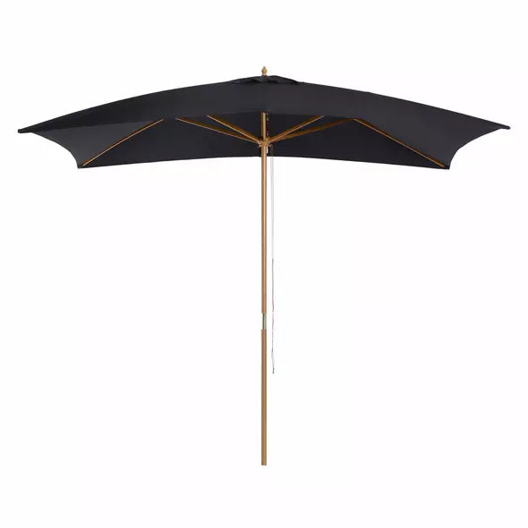 Outsunny 2 x 3m Wooden Garden Parasol Umbrella Outdoor Sun Shade Canopy, Black - 1