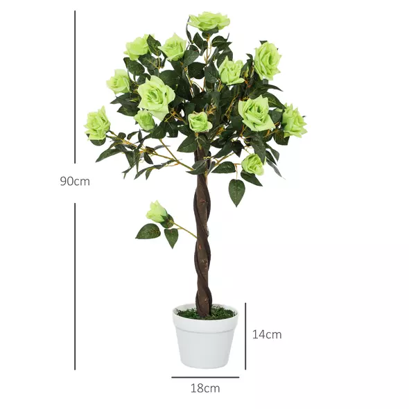 Outsunny Set of Two Faux Rose Trees - Green - 3