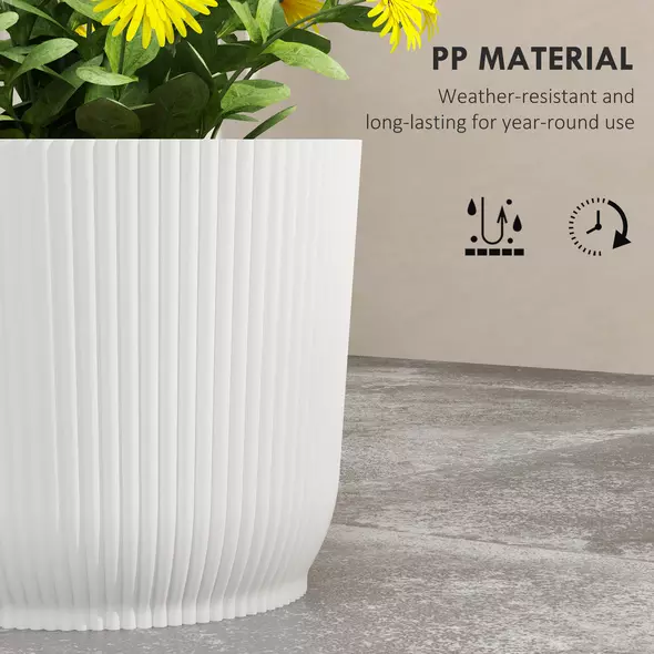 Outsunny Set of Two Ф22cm Planters - White - 6