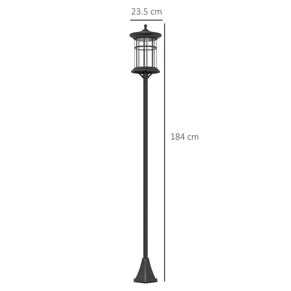 Outsunny Set of Two 1.8m Traditional Style Solar Lamp Posts - Black - 3