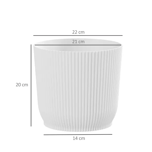 Outsunny Set of Two Ф22cm Planters - White - 3
