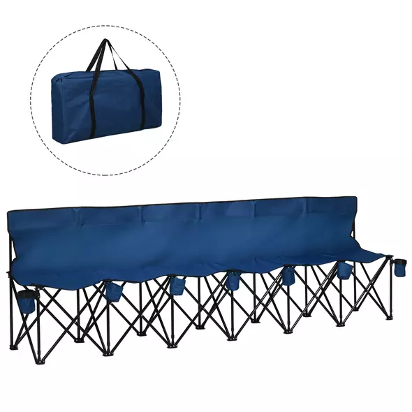 Outsunny 6 Seater Folding Camping Chair with Cup Holder & Carry Bag - Blue - 1