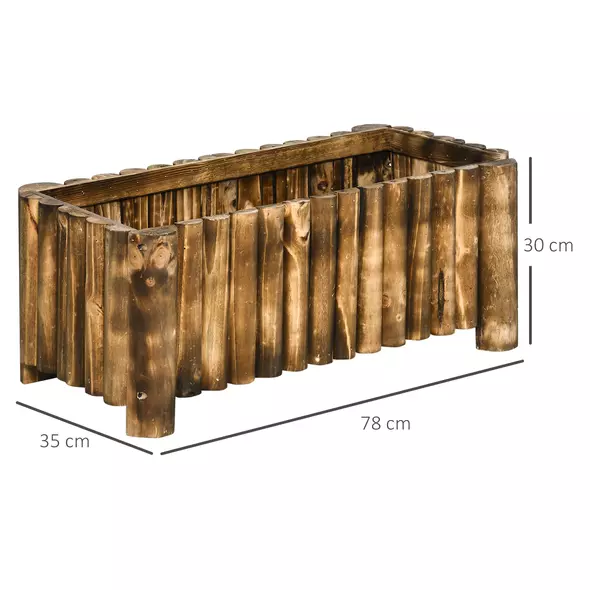 Outsunny 52L Raised Flower Bed Wooden Rectangular Planter Container Box Herb Pot Flower Pot 78L x 35W x 30H (cm) - 3
