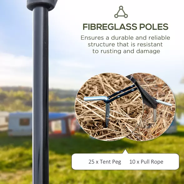 Outsunny 5-6 Man Camping Tent with 2 Room, Floor and Carry Bag - Blue - 7