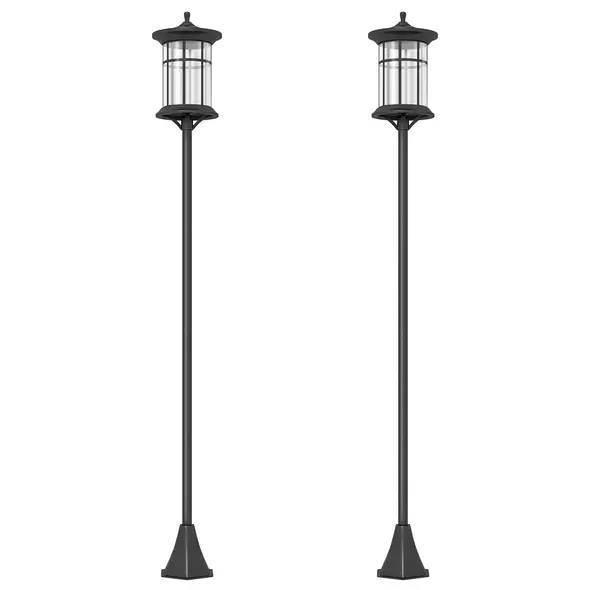 Outsunny Set of Two 1.8m Traditional Style Solar Lamp Posts - Black - 1