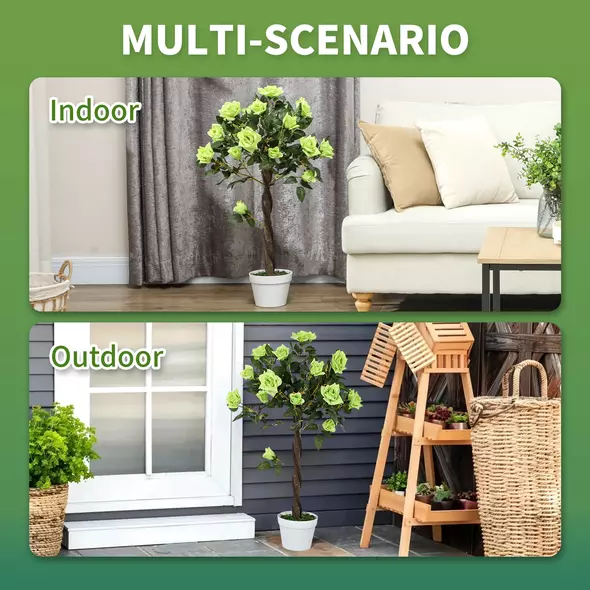 Outsunny Set of Two Faux Rose Trees - Green - 4