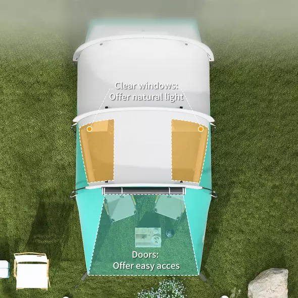 Outsunny Three-Man, 3000mm Water-Resistant Two-Room Tunnel Tent - Green - 7