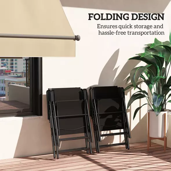 Outsunny Set of Four Folding Outdoor Chairs - Black - 5