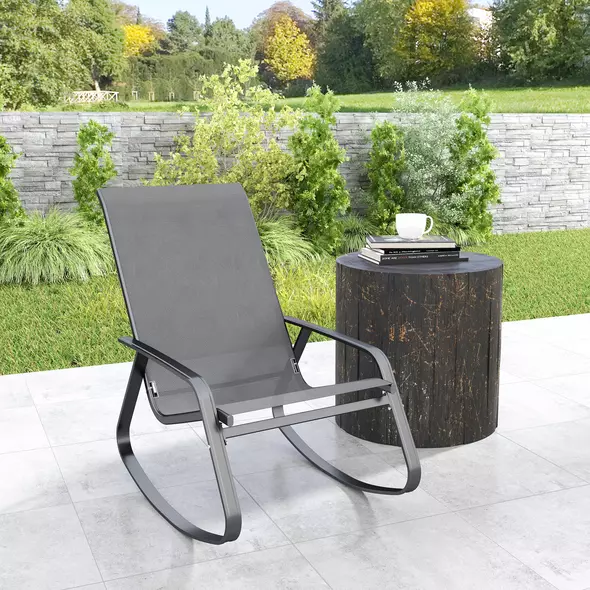 Outsunny Rocking Garden Chair - Grey - 9