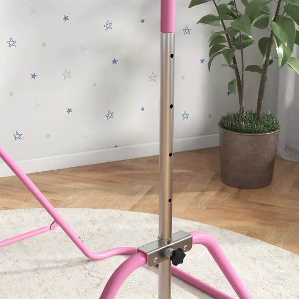 HOMCOM Kids Gymnastic Bar, with Adjustable Height, Foldable Horizontal Bars - Pink - 9
