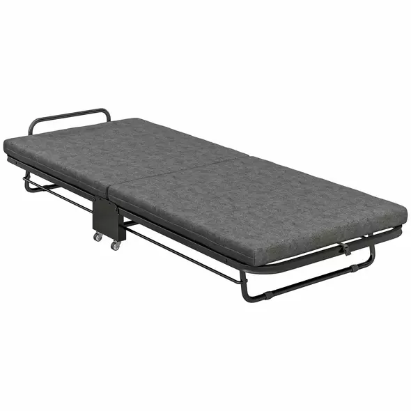 HOMCOM Single Temporary Folding Bed - Grey - 1