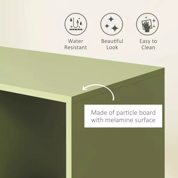 HOMCOM Open Wardrobe on Wheels, Bedroom Wardrobe with Clothes Hanging Rail, 2 Storage Shelves, Mobile Garment Rack for Cloakroom, Hallway, Green - 4