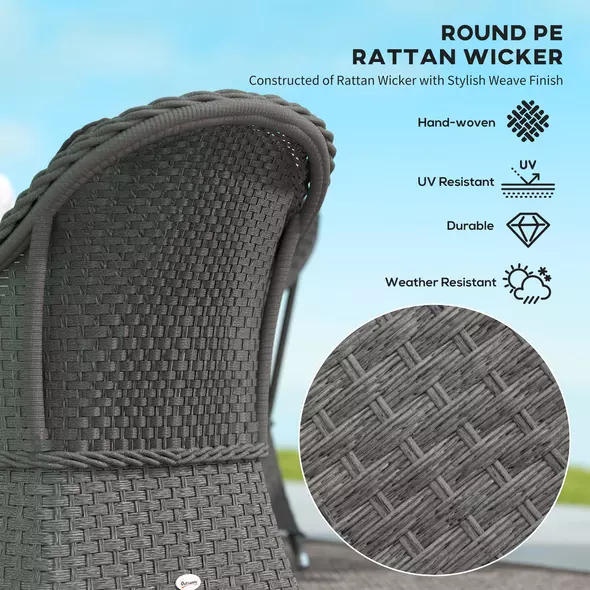 Outsunny Four-Piece Rattan Sofa Set, with Glass-Top Table - Light Grey - 4