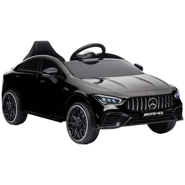 AIYAPLAY Mercedes-Benz AMG CLA 45 Licensed 12V Kids Electric Car Ride on Car w/ Remote, Suspension Lights Music Horn - Black - 1