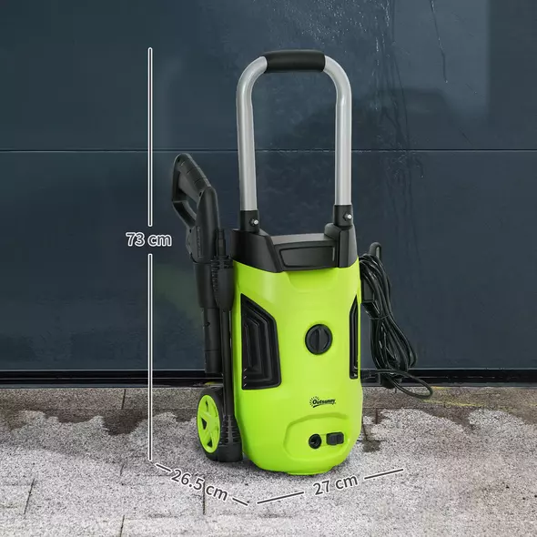 Outsunny 1800W 150-Bar Pressure Washer, with Adjustable Nozzle - Green - 3