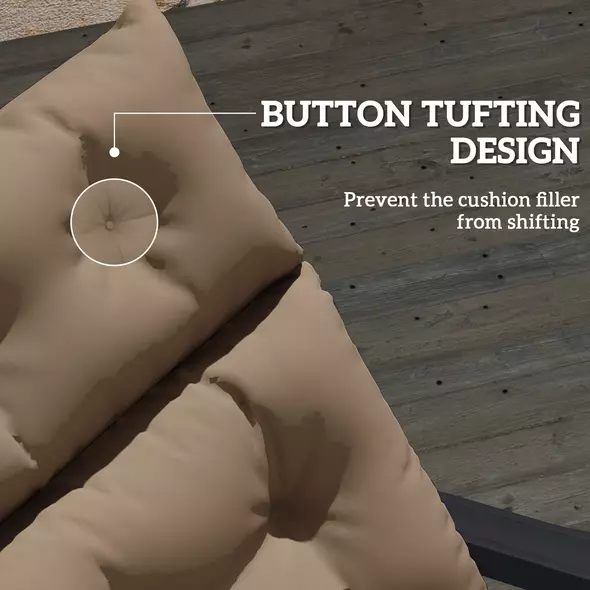 Outsunny Sun Lounger Cushions Only, 190x56x10cm Garden Lounge Chair Cushions, UPF20+ 220gsm Fabric, Thick Sunbed Replacement Pads with 6 Ties, Khaki - 6