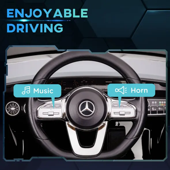 AIYAPLAY Mercedes-Benz AMG CLA 45 Licensed 12V Kids Electric Car Ride on Car w/ Remote, Suspension Lights Music Horn - Black - 6