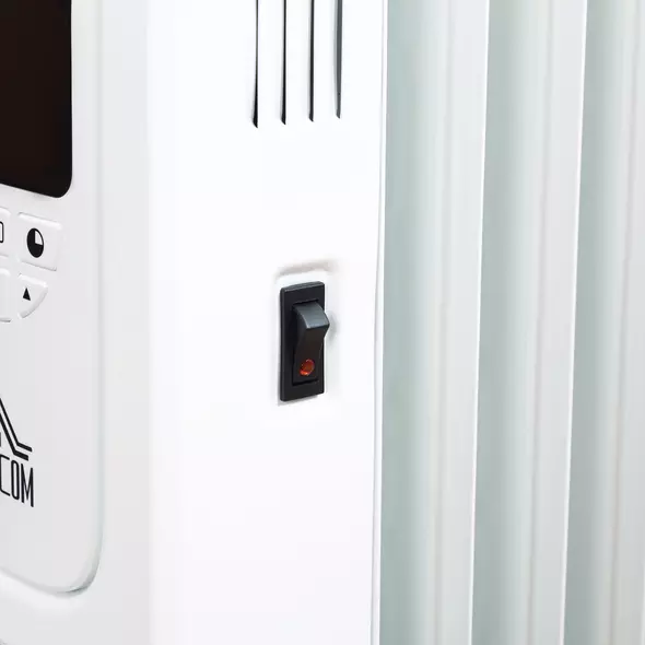 HOMCOM 1500W Digital Oil Filled Radiator, 7 Fin, Portable Electric Heater with LED Display, 24-Hour Timer, 3 Heat Settings, Safety Cut-Off and Remote Control, White - 8