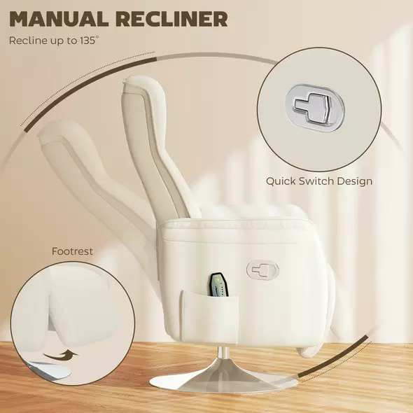 HOMCOM 10-Point Massage Recliner Armchair - Cream - 6