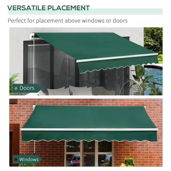 Outsunny Awning Canopy Manual Retractable Porch Sun Shade Shelter 3 x 2m Green - 5