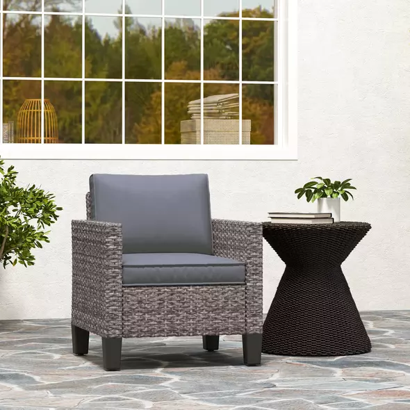 Outsunny Single Rattan Armchair, with Cushions - Mixed Grey - 7