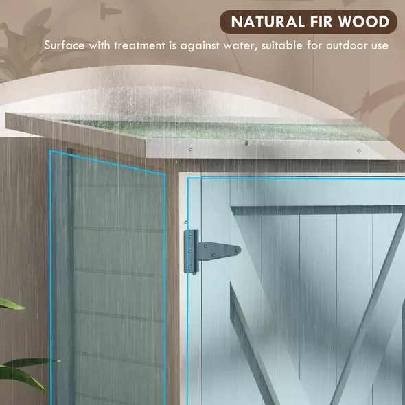 Outsunny 46.5 x 97cm Compact Wooden Storage Shed - Light Grey - 7