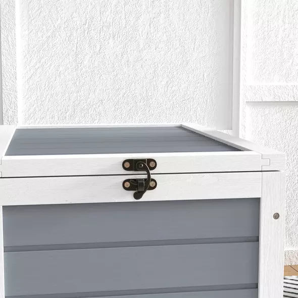 PawHut Wooden Tortoise Enclosure, Tortoise House w/ Lamp Holder, for Outdoor, Indoor, Light Grey - 9