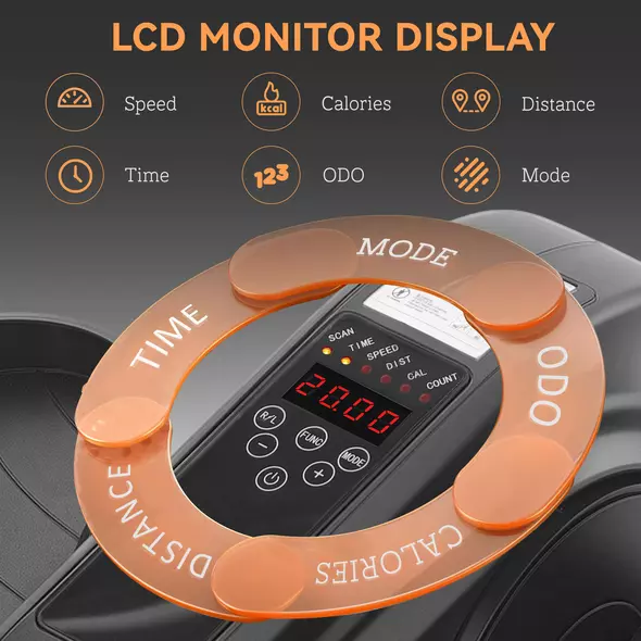 SPORTNOW Under Desk Elliptical Machine, Seated Pedal Exerciser, Mini Electric Elliptical Machine for Seniors with LCD Monitor, Remote Control and 10 Adjustable Speed, Quiet & Portable, Black - 6