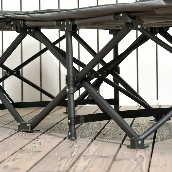 Outsunny Foldable Camp Bed, Padded Patio Camping Bed with Carry Bag, Magazine Bag and Cup Holder for Outdoor, Garden, Grey - 9