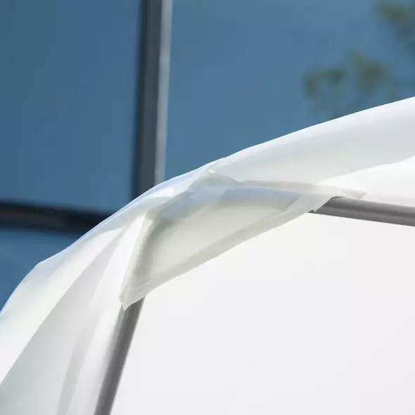 Outsunny Double Sun Lounger with Adjustable Detachable Canopy, Portable Garden Daybed for 2 with Wheels, Outdoor Sunbed Hammock with 2 Pillows, 220 KG Max. Load, White - 9