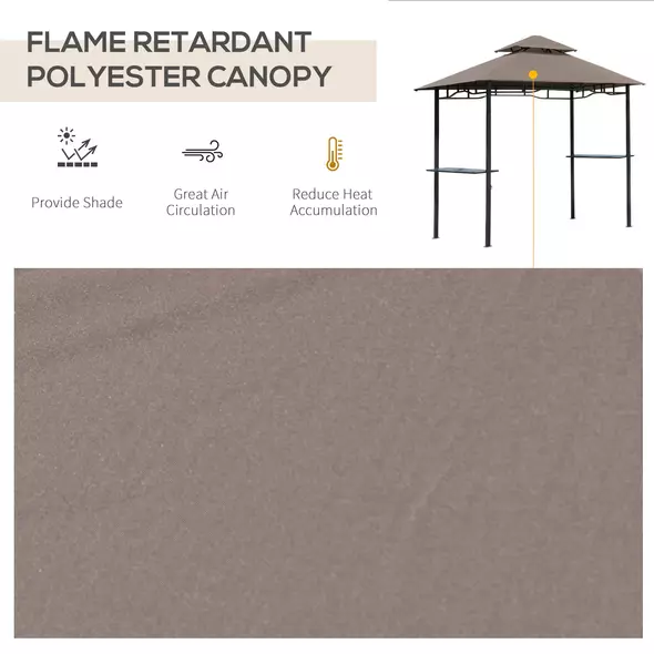 Outsunny 2.5x1.5m (8'x5') Grill Gazebo Canopy, Double Tiered Outdoor BBQ Gazebo Shelter with 2 Side Shelves for Garden, Patio, Barbecue, Picnic, Coffee - 6