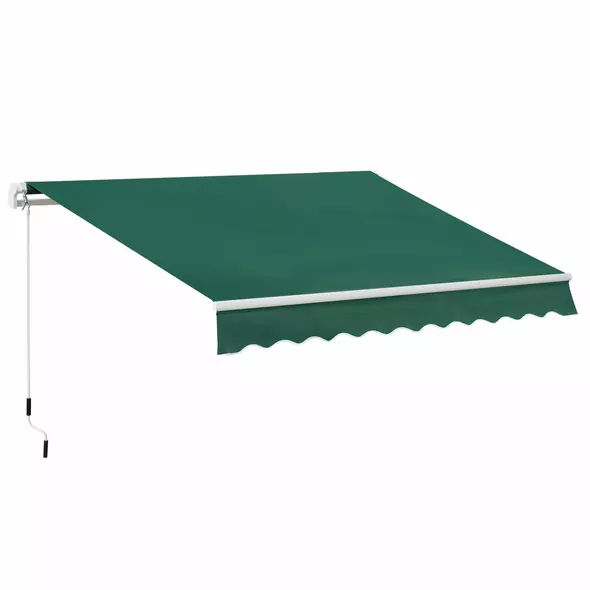 Outsunny Awning Canopy Manual Retractable Porch Sun Shade Shelter 3 x 2m Green - 1