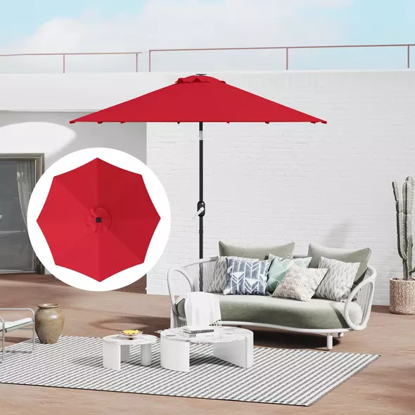 Outsunny 3 m Replacement Parasol Canopy with Top Vent, UPF 50+ Garden Parasol Replacement Canopy, 8 Rib Parasol Cover Replacement Fits Various Frames, Red - 8
