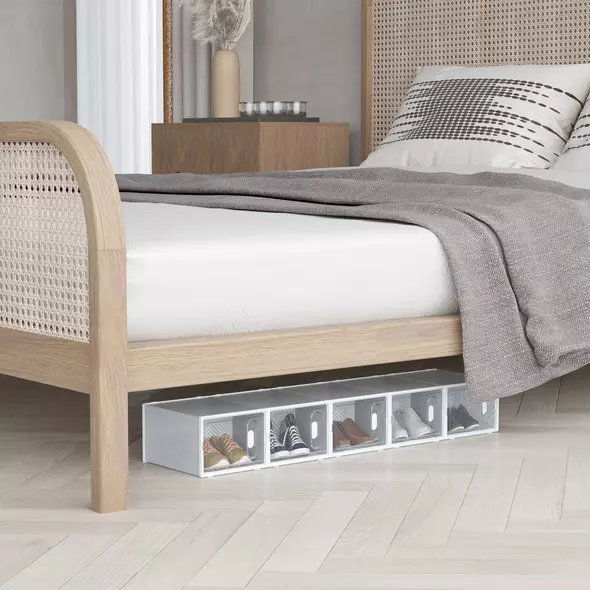 HOMCOM 8PCS Clear Shoe Box, Plastic Stackable Shoe Storage Box for UK/EU Size up to 12/46 with Magnetic Door for Women/Men, 28 x 36 x 21 cm - 9