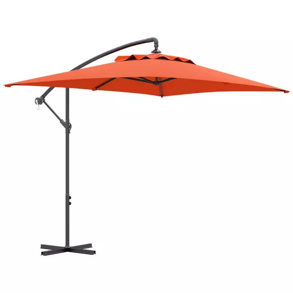 Outsunny 3(m) Cantilever Overhanging Parasol, with Cross Base - Orange - 1