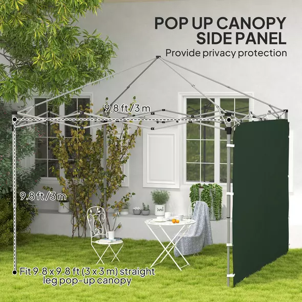 Outsunny 195 x 295cm Replacement Gazebo Sidewall - Green - 4