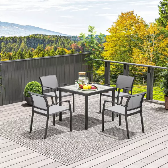 Outsunny Five-Piece Outdoor Garden Dining Set - Grey - 9