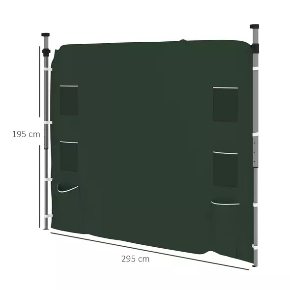 Outsunny 195 x 295cm Replacement Gazebo Sidewall - Green - 3