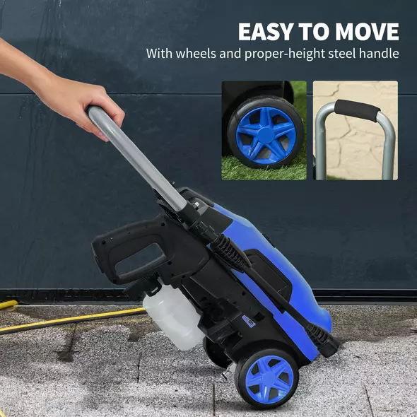 Outsunny 1800W 150-Bar Pressure Washer, with Adjustable Nozzle - Blue - 8