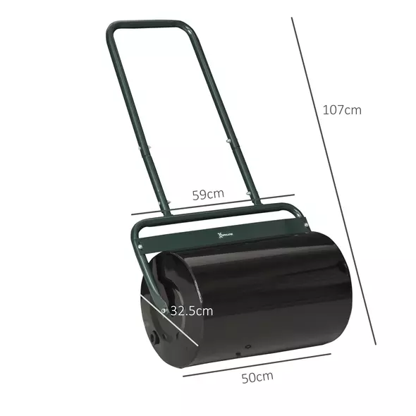 Outsunny 38L Fillable Cylinder Steel Lawn Roller - Dark Green - 3