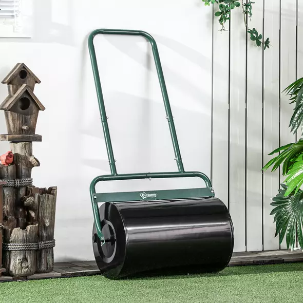 Outsunny 38L Fillable Cylinder Steel Lawn Roller - Dark Green - 2