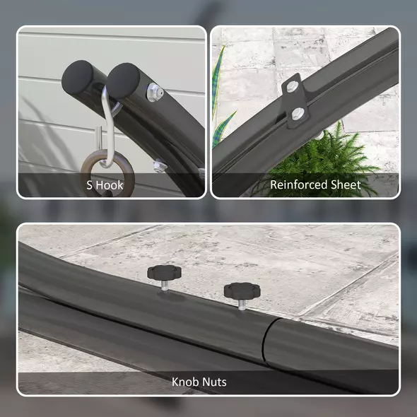 Outsunny Hammock Chair Stand Only, Hanging Chair Stand with Extra Large Base, Heavy Duty Metal Single Hammock Egg Swing Frame for Indoor Outdoor, 150 KG Load Capacity, Black - 7