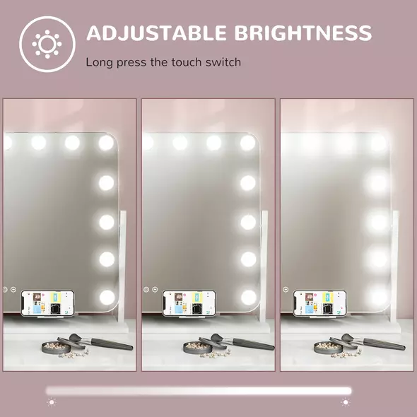 HOMCOM 14 LED bulb Tabletop Makeup Mirror, with Adjustable Settings - 5