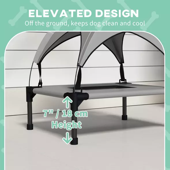 PawHut Cooling Raised Pet Bed w/ Washable Breathable Mesh, for Mini Small Dogs, 61 x 46 x 63cm - Light Grey - 7