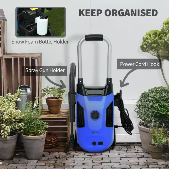 Outsunny 1800W 150-Bar Pressure Washer, with Adjustable Nozzle - Blue - 7