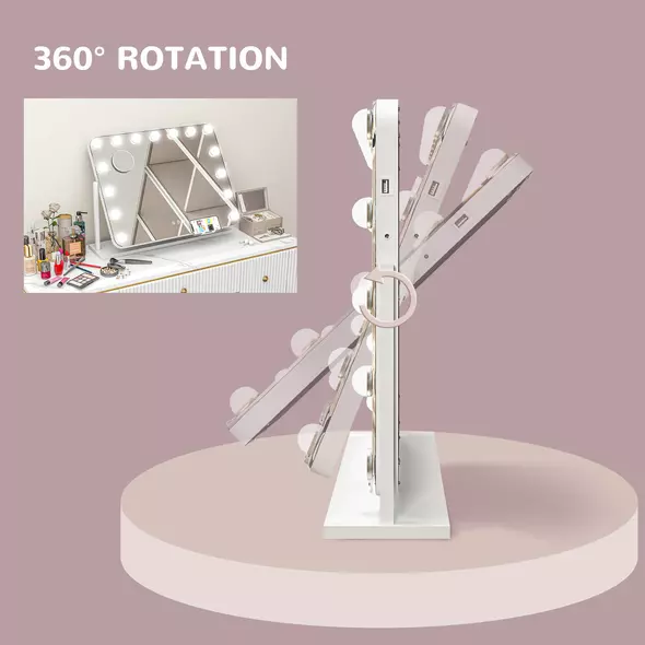 HOMCOM 14 LED bulb Tabletop Makeup Mirror, with Adjustable Settings - 9